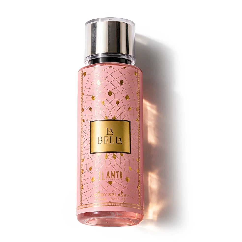 EL AMIR La Bella Body Splash 250 ml, roze fles met gouden etiket