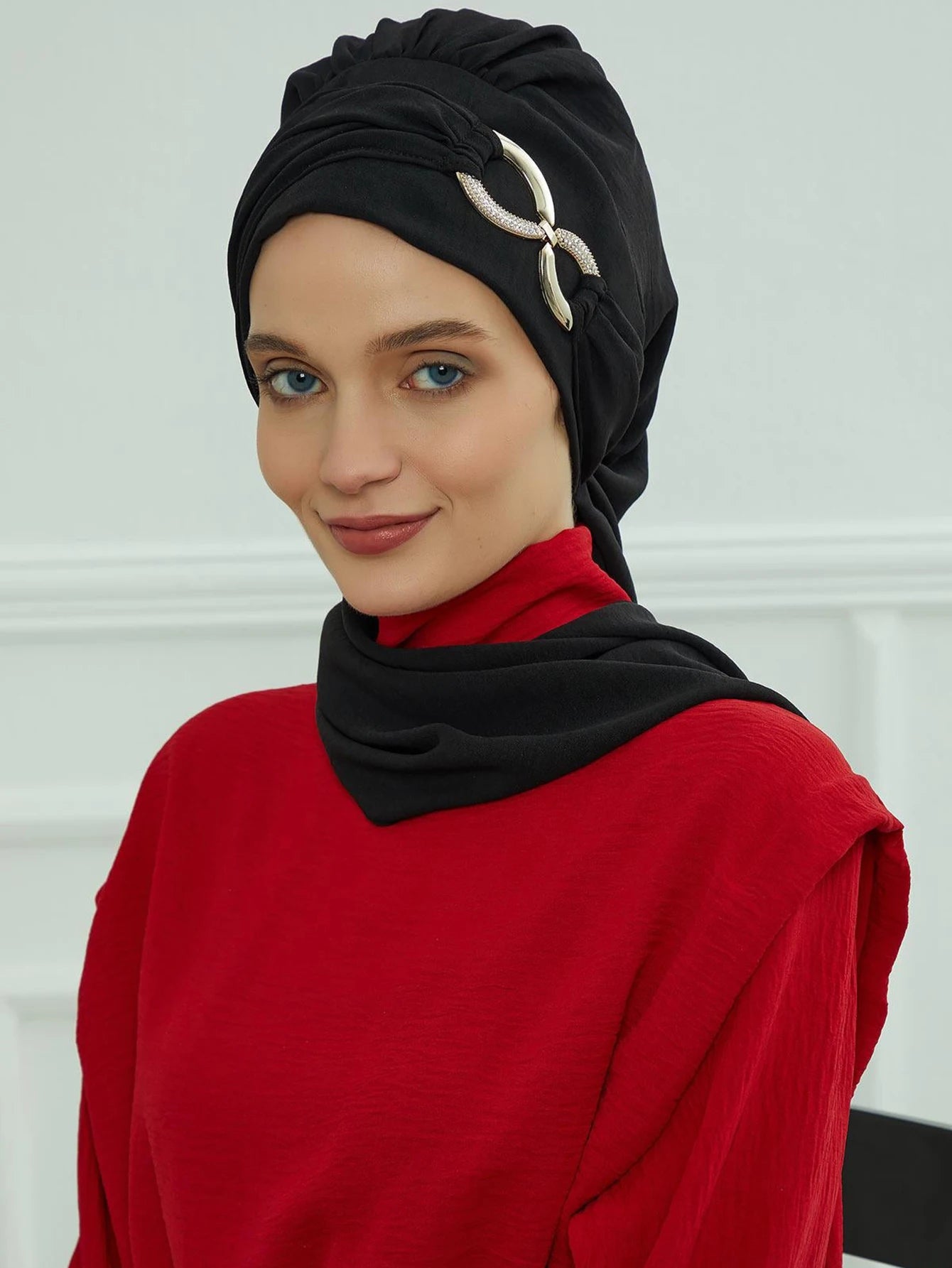 Instant Turban Scarf Head Turbans Hijab Women Headwear With Unique Accessories Butterfly Metal Buckle Design