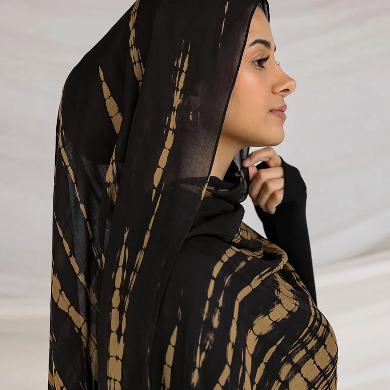 Watercolor Print Hijab Muslim Marble scarf Soft Breathable Sun Protection Lightweight Summer beach Wrap for Women