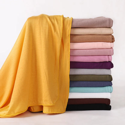 New Jersey Womens Muslim Ramadan Fashion Modal Cotton Jersey Hijab Womens High Quality Solid Color Soft Hijab Long African Scarf