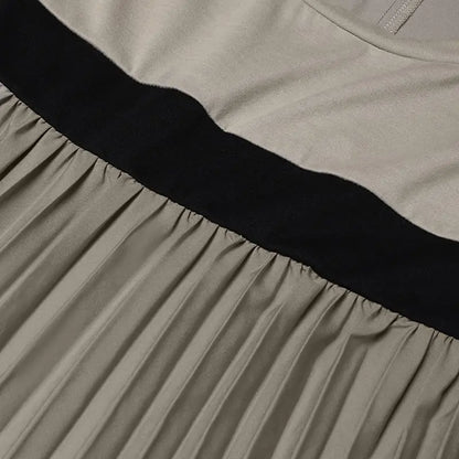 ZANZEA Autumn Women Muslim Dress Turkey Abaya Elegant Long Lantern Sleeve Patchwork Sundress Pleated Vestidos Islamic Dubai Robe