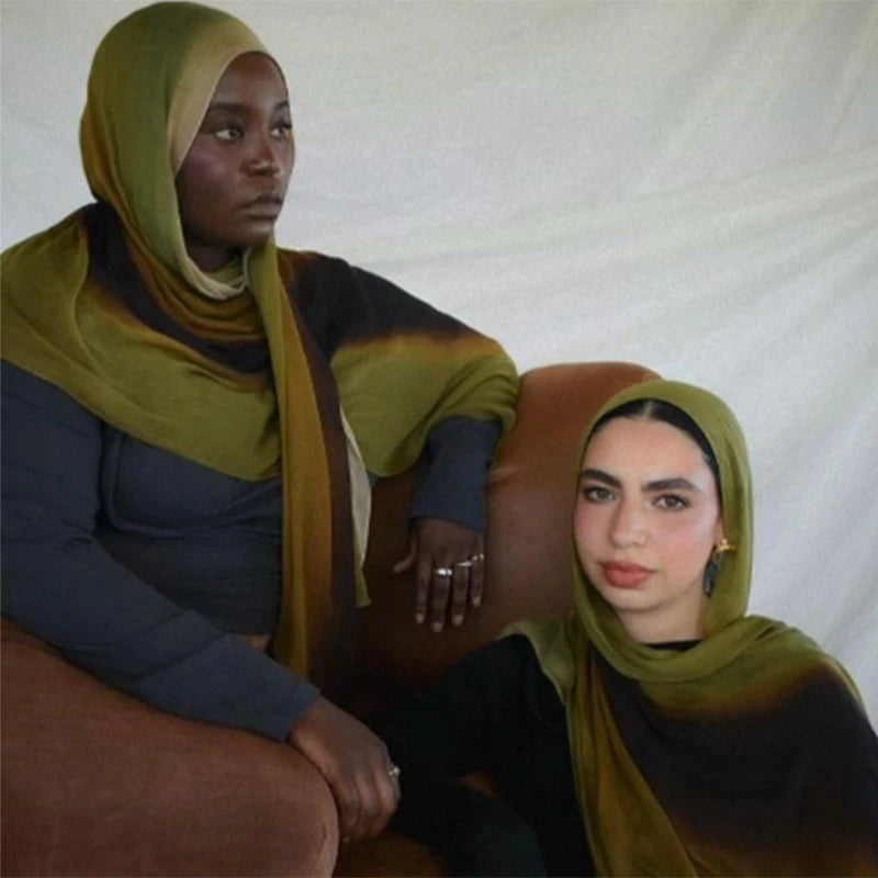 Watercolor Print Hijab Muslim Marble scarf Soft Breathable Sun Protection Lightweight Summer beach Wrap for Women