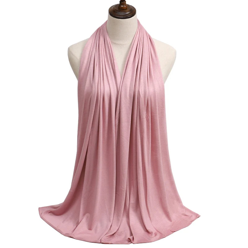 New Jersey Womens Muslim Ramadan Fashion Modal Cotton Jersey Hijab Womens High Quality Solid Color Soft Hijab Long African Scarf