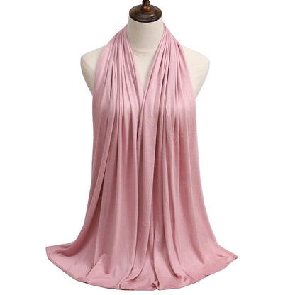 New Jersey Womens Muslim Ramadan Fashion Modal Cotton Jersey Hijab Womens High Quality Solid Color Soft Hijab Long African Scarf