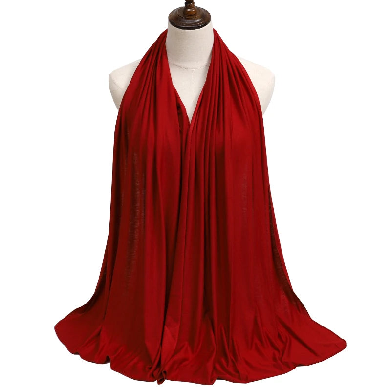 New Jersey Womens Muslim Ramadan Fashion Modal Cotton Jersey Hijab Womens High Quality Solid Color Soft Hijab Long African Scarf