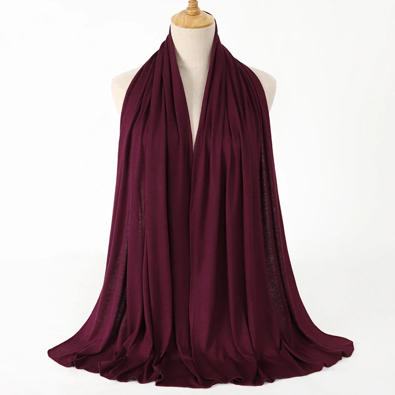 New Jersey Womens Muslim Ramadan Fashion Modal Cotton Jersey Hijab Womens High Quality Solid Color Soft Hijab Long African Scarf