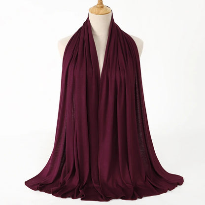 New Jersey Womens Muslim Ramadan Fashion Modal Cotton Jersey Hijab Womens High Quality Solid Color Soft Hijab Long African Scarf