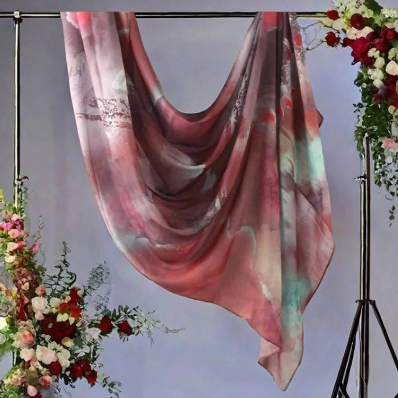 Watercolor Print Hijab Muslim Marble scarf Soft Breathable Sun Protection Lightweight Summer beach Wrap for Women