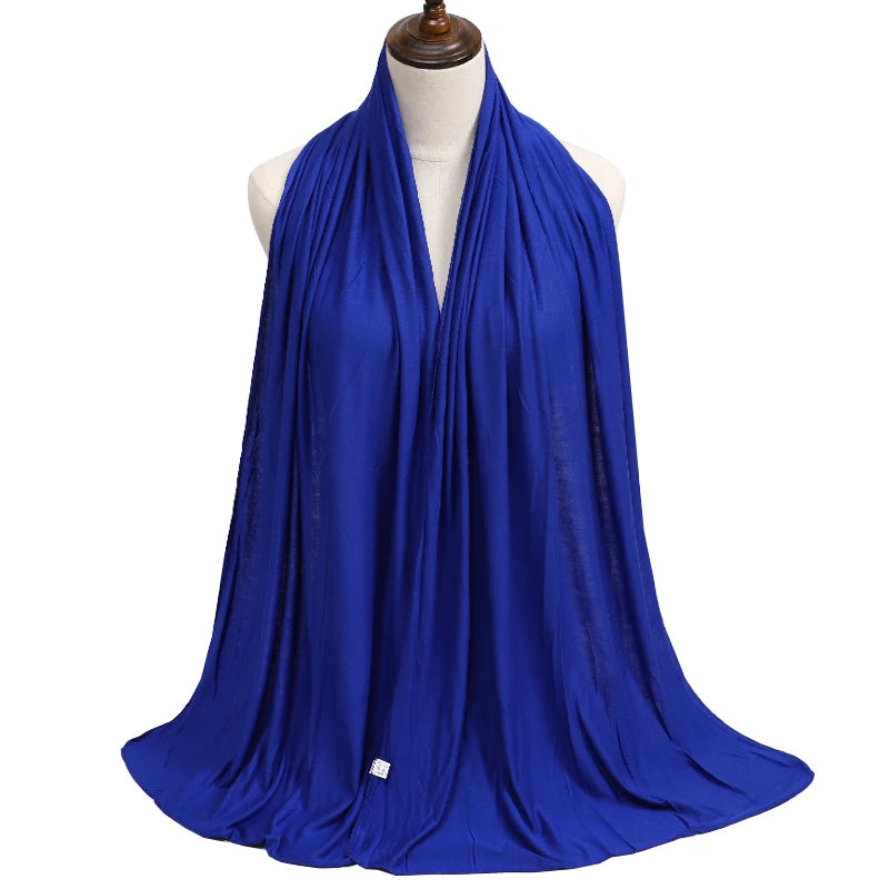 New Jersey Womens Muslim Ramadan Fashion Modal Cotton Jersey Hijab Womens High Quality Solid Color Soft Hijab Long African Scarf