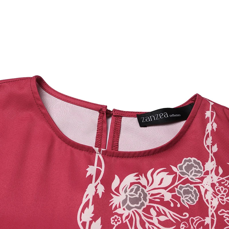 Autumn Muslim Dresses Vintage Dubai Turkey Abaya Hijab Sundress ZANZEA Women Bohemian Floral Printed Long Dress Robe Femme 2025