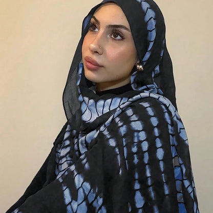 Watercolor Print Hijab Muslim Marble scarf Soft Breathable Sun Protection Lightweight Summer beach Wrap for Women
