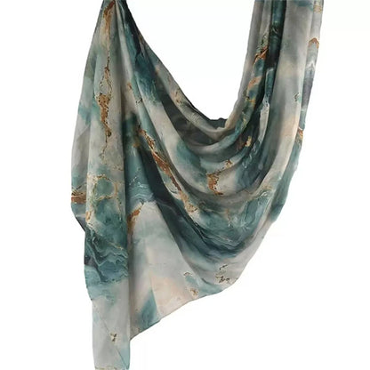 Watercolor Print Hijab Muslim Marble scarf Soft Breathable Sun Protection Lightweight Summer beach Wrap for Women