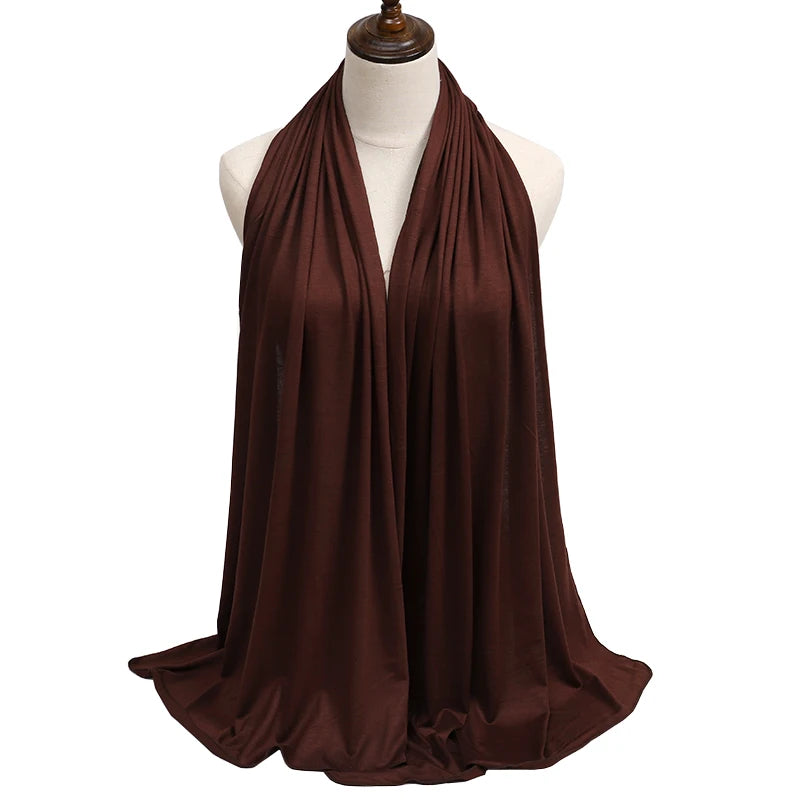 New Jersey Womens Muslim Ramadan Fashion Modal Cotton Jersey Hijab Womens High Quality Solid Color Soft Hijab Long African Scarf