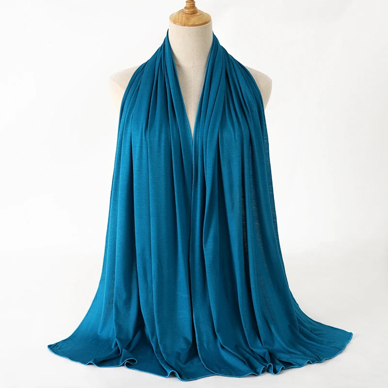 New Jersey Womens Muslim Ramadan Fashion Modal Cotton Jersey Hijab Womens High Quality Solid Color Soft Hijab Long African Scarf