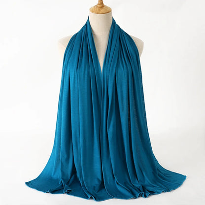 New Jersey Womens Muslim Ramadan Fashion Modal Cotton Jersey Hijab Womens High Quality Solid Color Soft Hijab Long African Scarf