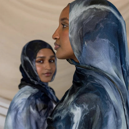 Watercolor Print Hijab Muslim Marble scarf Soft Breathable Sun Protection Lightweight Summer beach Wrap for Women