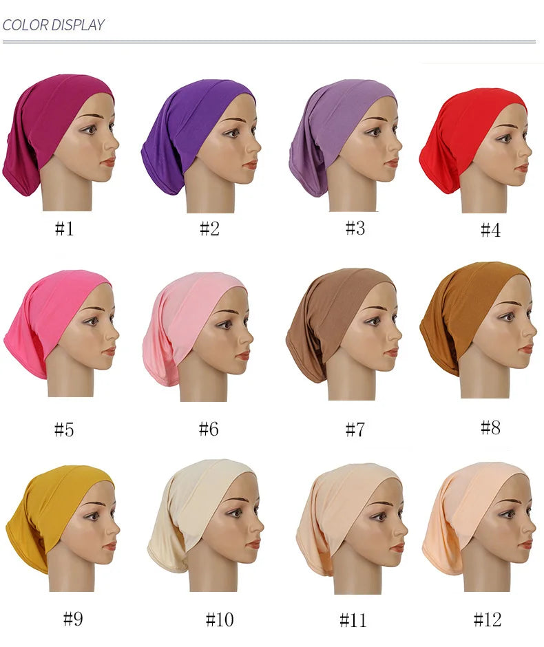 Cotton Modal Inner Hijab Undercap Muslim Turban Islam Underscarf Hijab Bonnet Soft Stretch HIjabs Tube Cap Turbante Mujer Hat