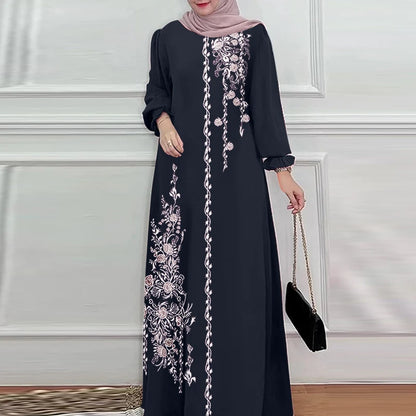 Autumn Muslim Dresses Vintage Dubai Turkey Abaya Hijab Sundress ZANZEA Women Bohemian Floral Printed Long Dress Robe Femme 2025