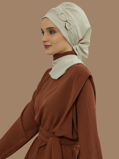 Instant Turban Scarf Head Turbans Hijab Women Headwear With Unique Accessories Butterfly Metal Buckle Design