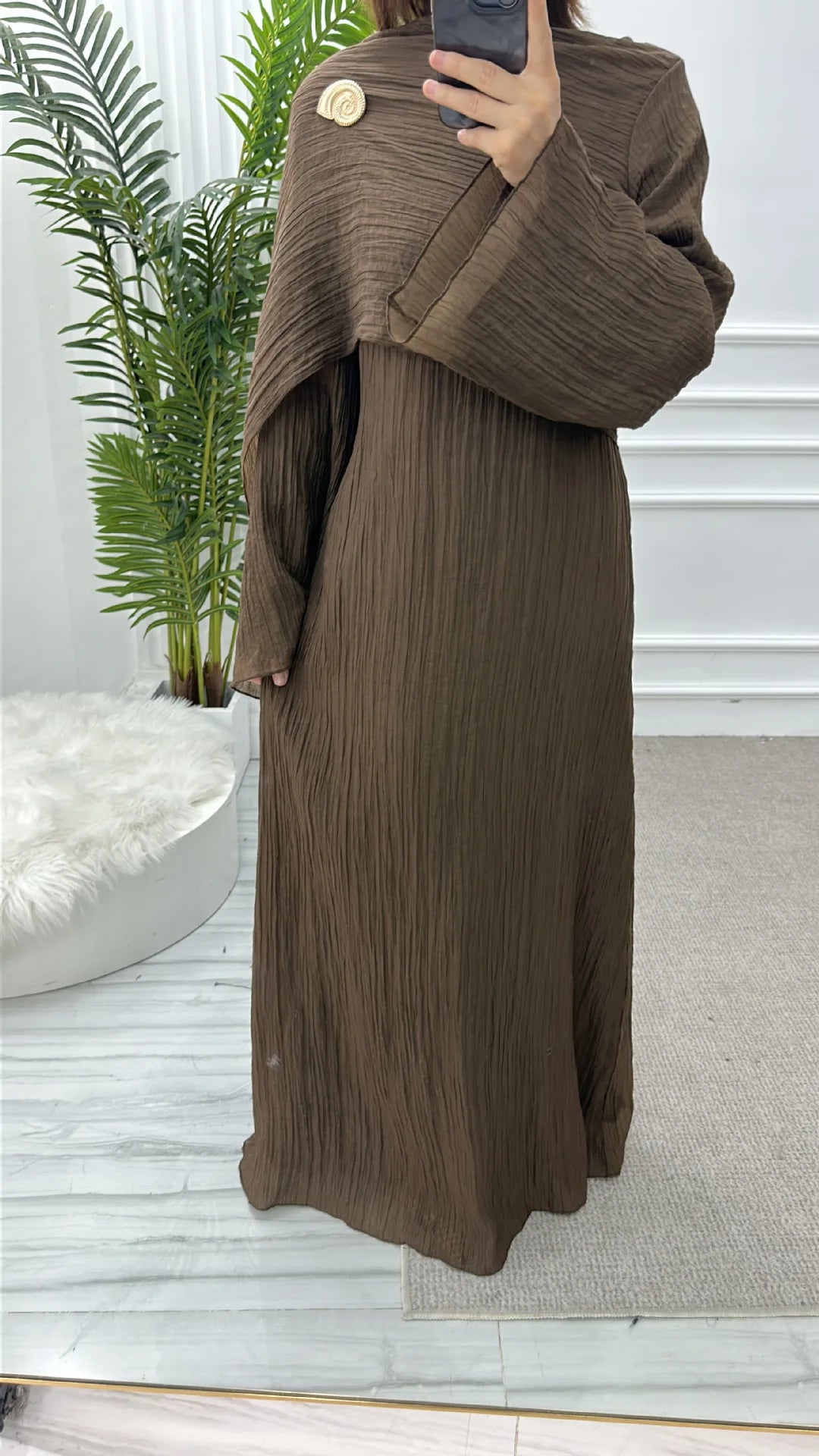 Two Piece Middle East Muslim Cardigan Set for Women Ramadan Eid Dubai Modest Abaya Dress Elegant Islam Solid Turkey Robe Outfit