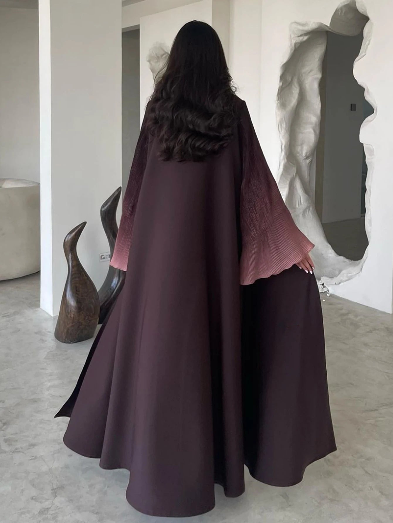 Open Front Abaya Muslim Flare Sleeve Casual Arabian Abayas Middle-East Elegant Turkey Kaftans Women Jilbabs Islamic Maxi Dresses