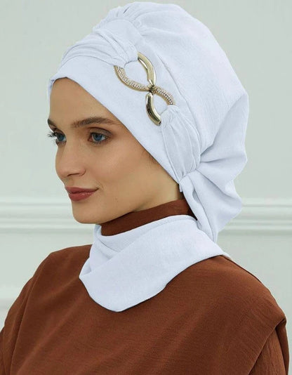 Instant Turban Scarf Head Turbans Hijab Women Headwear With Unique Accessories Butterfly Metal Buckle Design