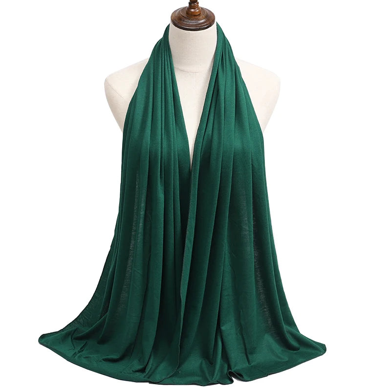 New Jersey Womens Muslim Ramadan Fashion Modal Cotton Jersey Hijab Womens High Quality Solid Color Soft Hijab Long African Scarf