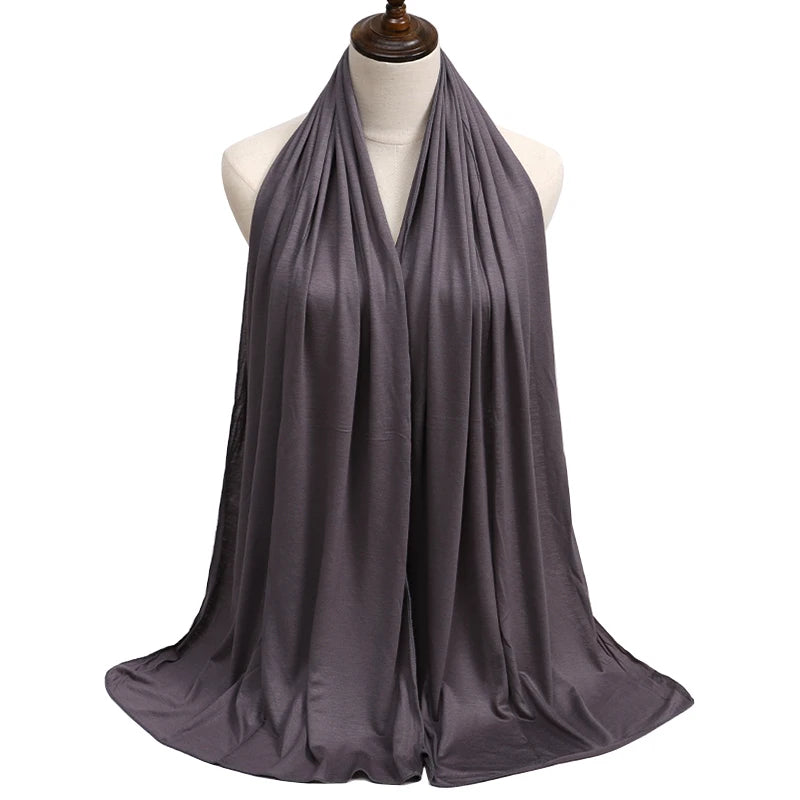 New Jersey Womens Muslim Ramadan Fashion Modal Cotton Jersey Hijab Womens High Quality Solid Color Soft Hijab Long African Scarf