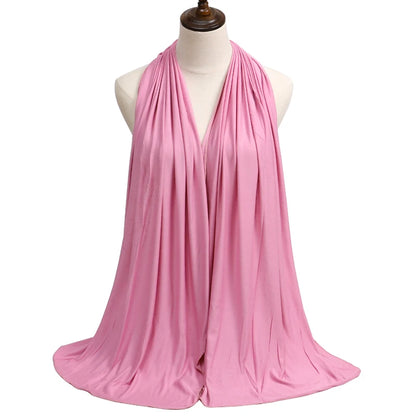 New Jersey Womens Muslim Ramadan Fashion Modal Cotton Jersey Hijab Womens High Quality Solid Color Soft Hijab Long African Scarf