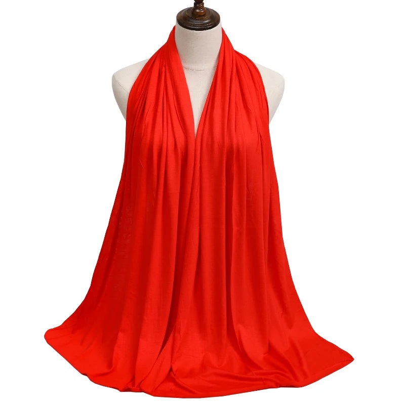 New Jersey Womens Muslim Ramadan Fashion Modal Cotton Jersey Hijab Womens High Quality Solid Color Soft Hijab Long African Scarf