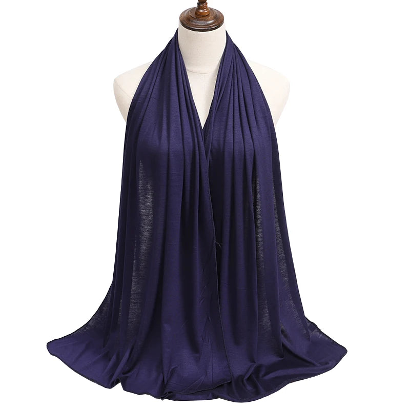 New Jersey Womens Muslim Ramadan Fashion Modal Cotton Jersey Hijab Womens High Quality Solid Color Soft Hijab Long African Scarf