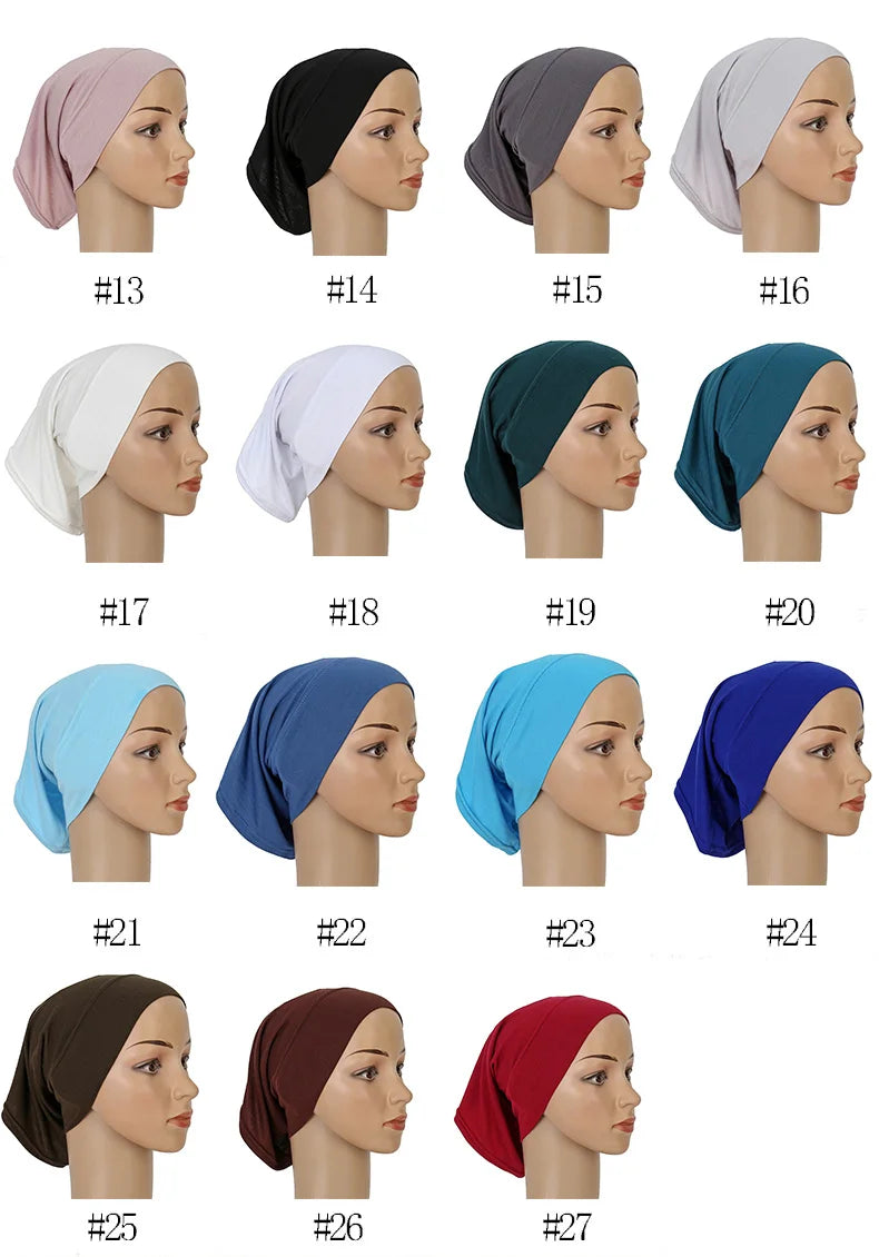 Cotton Modal Inner Hijab Undercap Muslim Turban Islam Underscarf Hijab Bonnet Soft Stretch HIjabs Tube Cap Turbante Mujer Hat