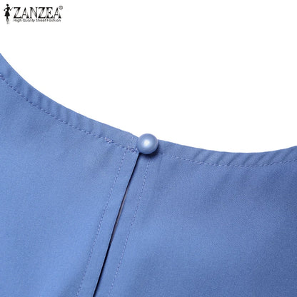 2025 Elegant O Neck Long Sleeve Dresses Women Autumn Maxi Dress ZANZEA Muslim Dubai Abaya Islamic Sundress Patchwork Vestidos