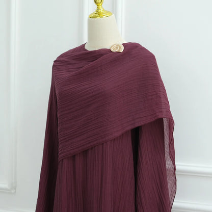 Two Piece Middle East Muslim Cardigan Set for Women Ramadan Eid Dubai Modest Abaya Dress Elegant Islam Solid Turkey Robe Outfit