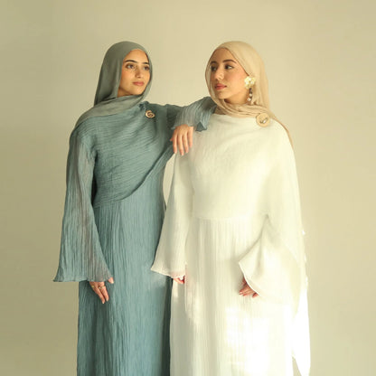 Two Piece Middle East Muslim Cardigan Set for Women Ramadan Eid Dubai Modest Abaya Dress Elegant Islam Solid Turkey Robe Outfit