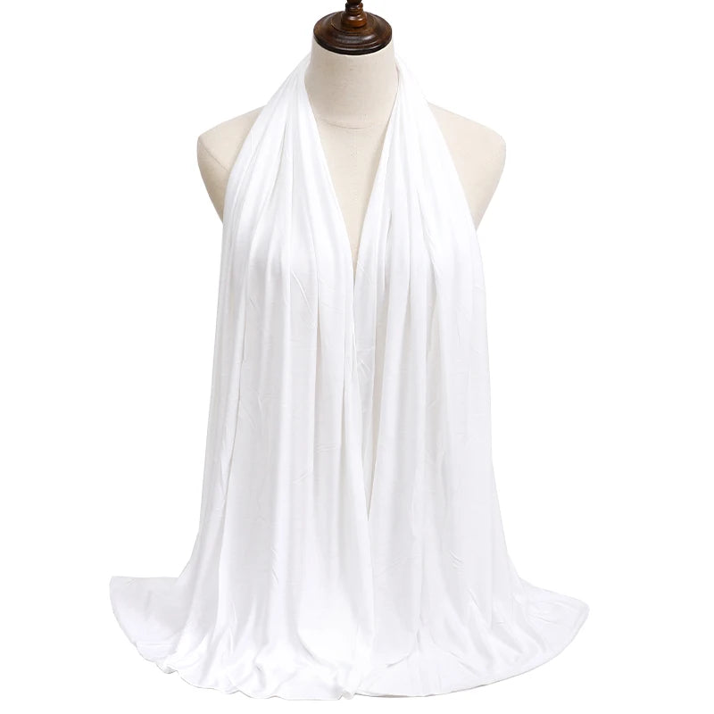 New Jersey Womens Muslim Ramadan Fashion Modal Cotton Jersey Hijab Womens High Quality Solid Color Soft Hijab Long African Scarf