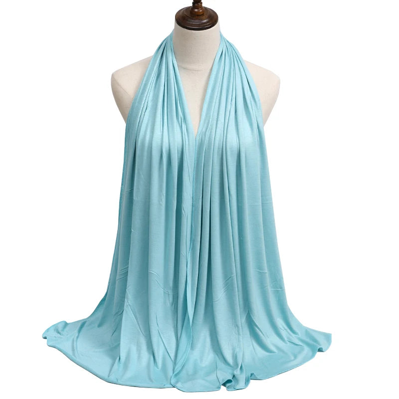 New Jersey Womens Muslim Ramadan Fashion Modal Cotton Jersey Hijab Womens High Quality Solid Color Soft Hijab Long African Scarf