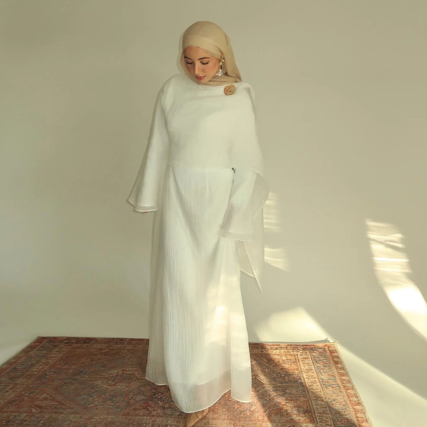 Two Piece Middle East Muslim Cardigan Set for Women Ramadan Eid Dubai Modest Abaya Dress Elegant Islam Solid Turkey Robe Outfit