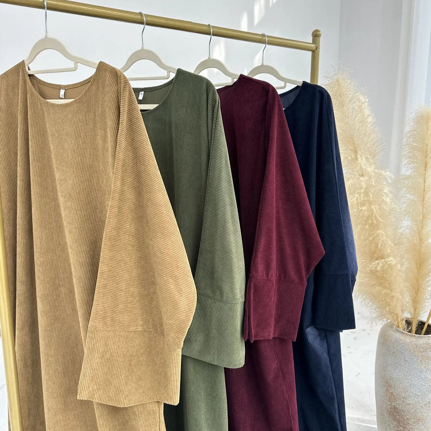 Closed Casual Abayas Corduroy Winter Abaya Eid 2025 Muslim Clothes Borkha For Muslim Women Moroccan Dresses Kaftan Caftan Femme