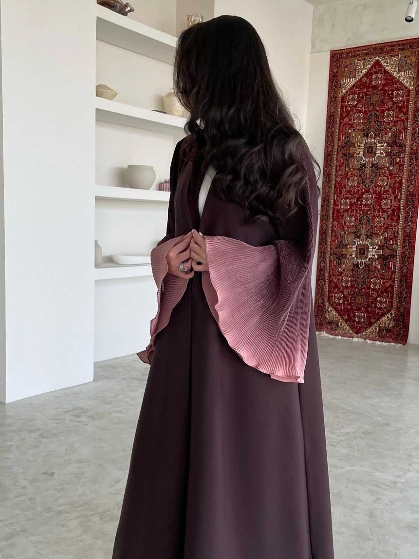 Open Front Abaya Muslim Flare Sleeve Casual Arabian Abayas Middle-East Elegant Turkey Kaftans Women Jilbabs Islamic Maxi Dresses