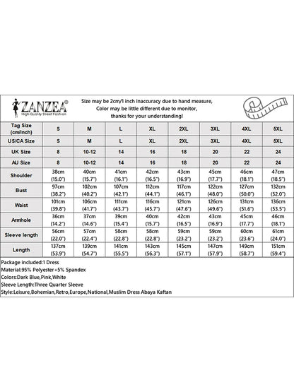 Women Floral Printed Muslim Dress Spring 3/4 Sleeve Maxi Vestidos Robe Femme ZANZEA Summer Sundress Elegant Loose Abaya Kaftan