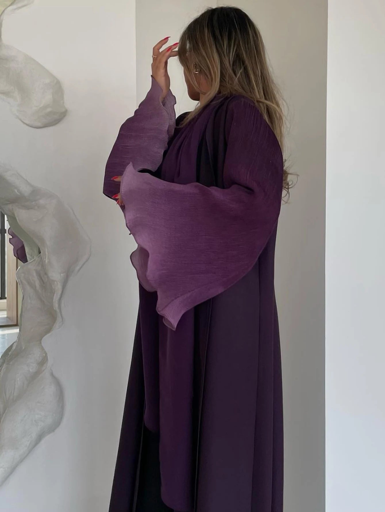 Open Front Abaya Muslim Flare Sleeve Casual Arabian Abayas Middle-East Elegant Turkey Kaftans Women Jilbabs Islamic Maxi Dresses