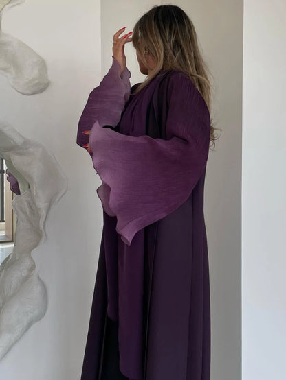 Open Front Abaya Muslim Flare Sleeve Casual Arabian Abayas Middle-East Elegant Turkey Kaftans Women Jilbabs Islamic Maxi Dresses