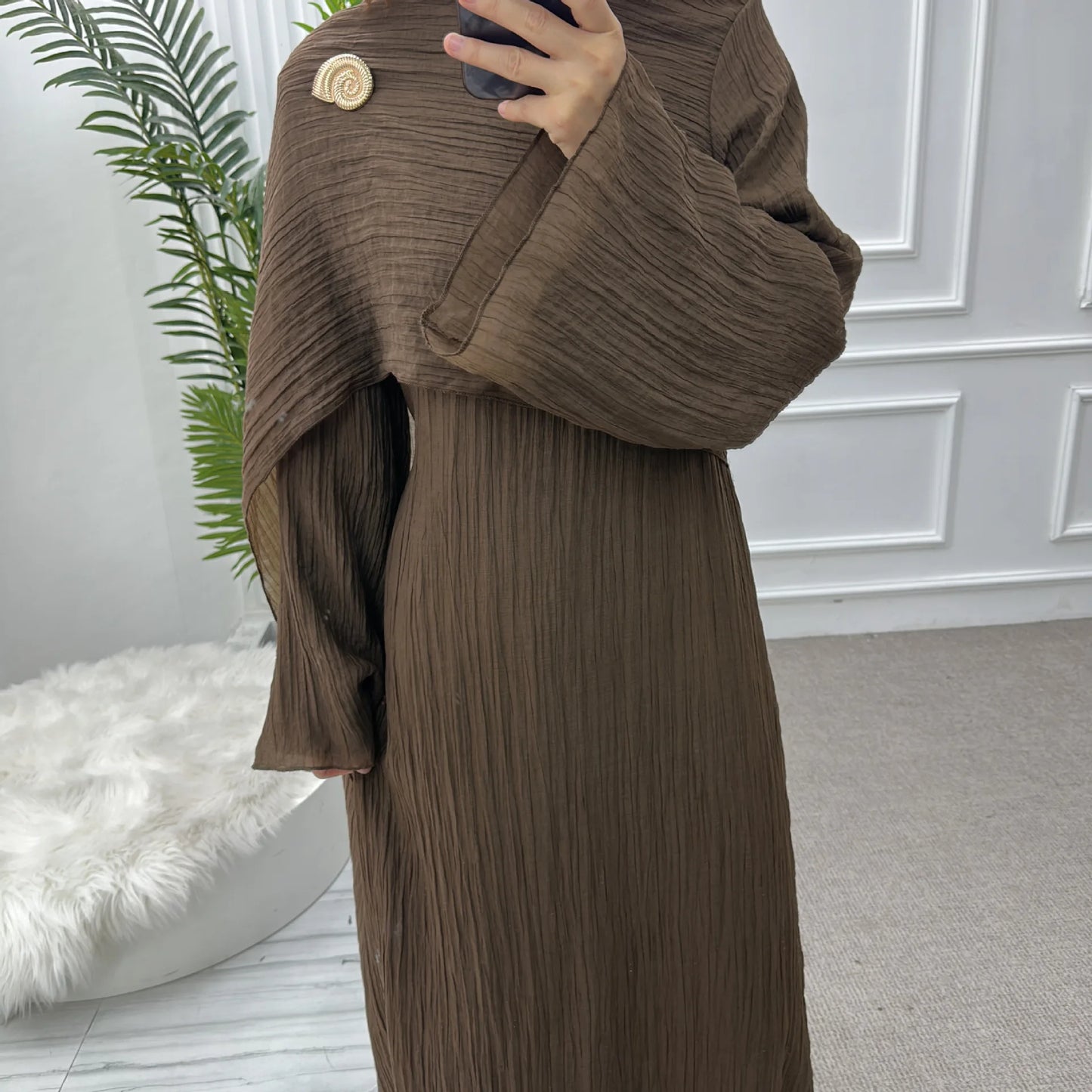 Two Piece Middle East Muslim Cardigan Set for Women Ramadan Eid Dubai Modest Abaya Dress Elegant Islam Solid Turkey Robe Outfit