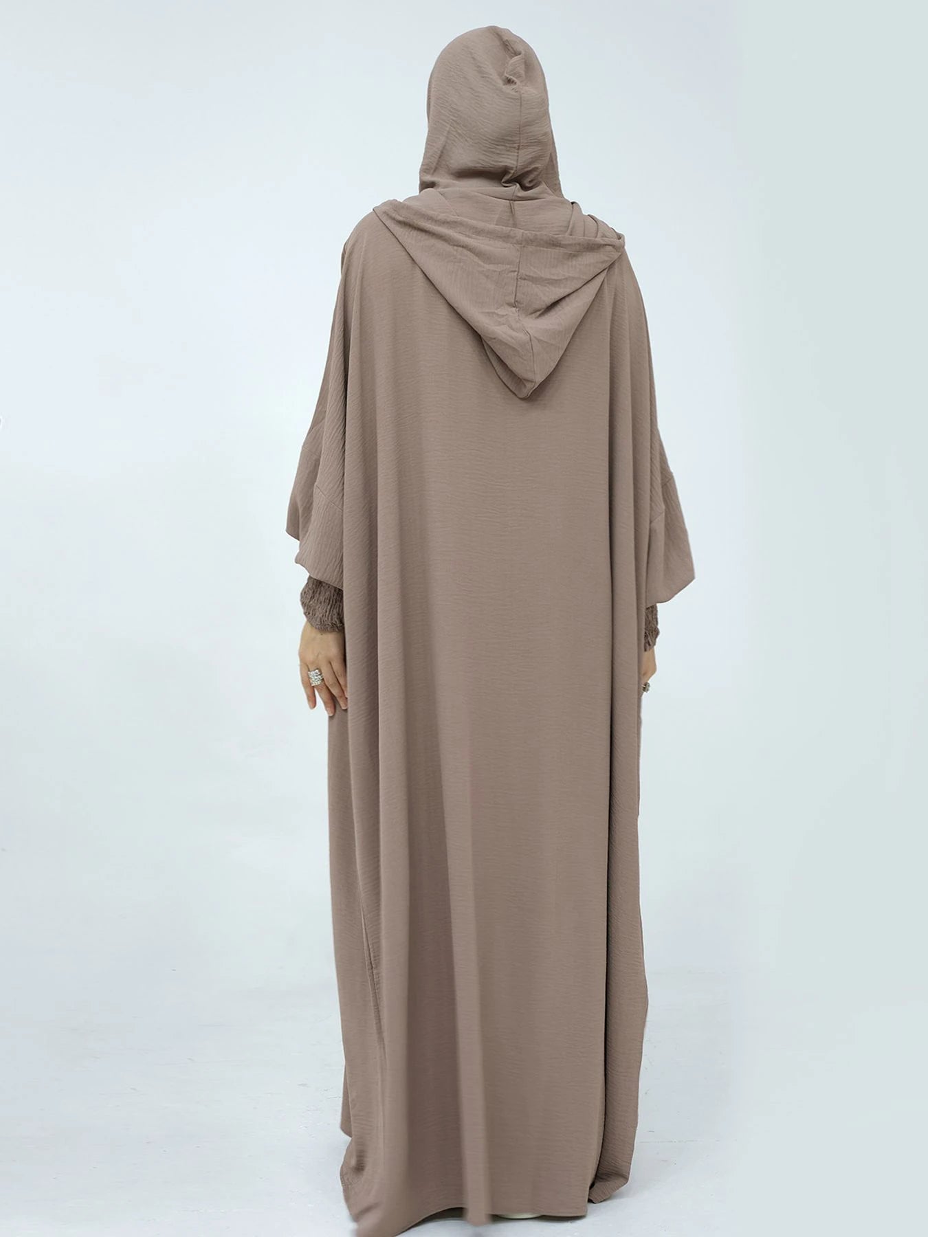 Women Tassel Abayas Muslim Ramadan Prayer Clothing With Hooded Jalaba Solid Casual Batwing Sleeve Arab Oriental Robe Eid Djellab