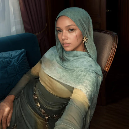 Watercolor Print Hijab Muslim Marble scarf Soft Breathable Sun Protection Lightweight Summer beach Wrap for Women