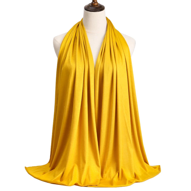 New Jersey Womens Muslim Ramadan Fashion Modal Cotton Jersey Hijab Womens High Quality Solid Color Soft Hijab Long African Scarf