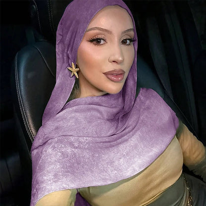 Watercolor Print Hijab Muslim Marble scarf Soft Breathable Sun Protection Lightweight Summer beach Wrap for Women