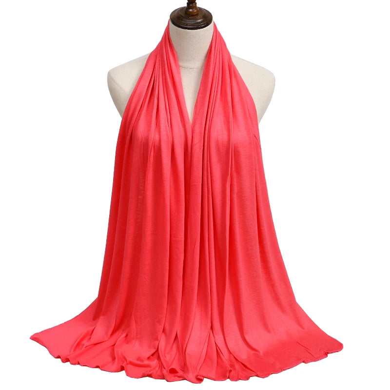 New Jersey Womens Muslim Ramadan Fashion Modal Cotton Jersey Hijab Womens High Quality Solid Color Soft Hijab Long African Scarf