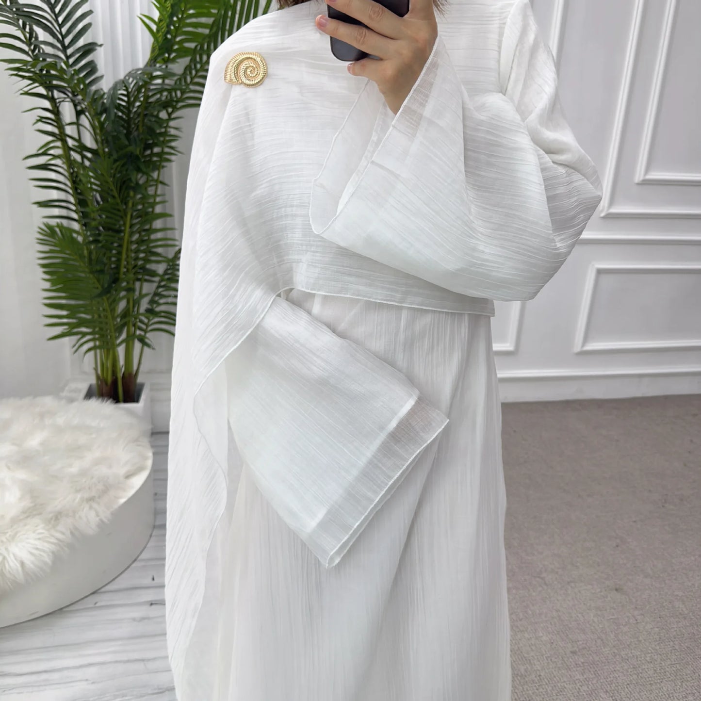 Two Piece Middle East Muslim Cardigan Set for Women Ramadan Eid Dubai Modest Abaya Dress Elegant Islam Solid Turkey Robe Outfit